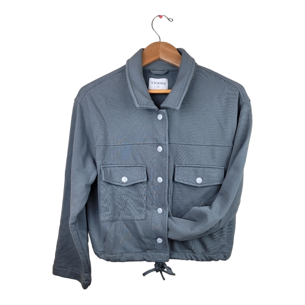 VIGOSS‎ Drawstring Waist Double Patch Pocket Front Snap Closure Jacket - Picture 7 of 8
